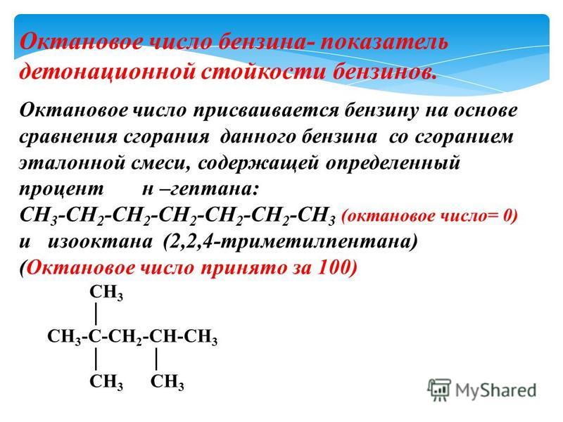 Октановое число бензина. Крекинг гептана. Крекинг гексана. Продукты крекинга гептана.