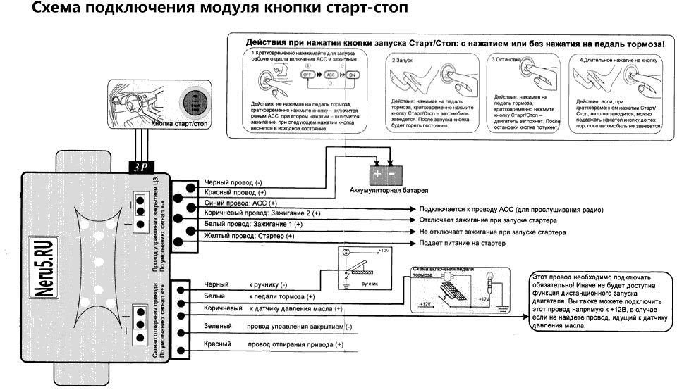 Схема подключения кнопки старт