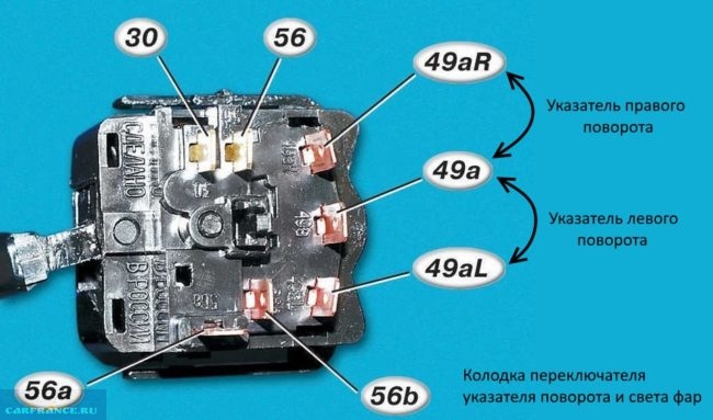 Схема подрулевого переключателя поворотов и света фар от автомобиля ВАЗ-2110