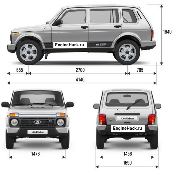 Размер багажника нива 2131